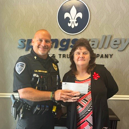 Springs Valley Bank & Trust Company Donates $500.00 to West Baden Springs Police Department K9 Fundraiser