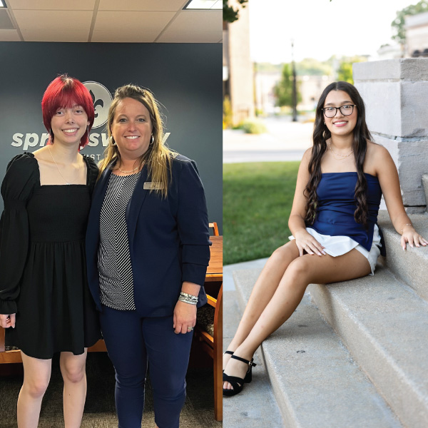 Kenia Dubon Cruz of Southridge High School and Brooklyn Meier of Gibson Southern High School receive Springs Valley Bank & Trust Company’s 2026 Community Reinvestment Act (CRA) Scholarships
